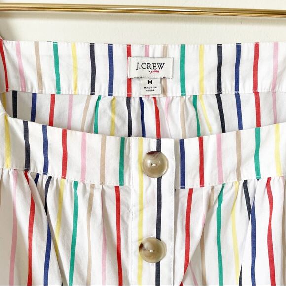 J. Crew Rainbow Striped Button Front Cotton Poplin Square Neck Top M - Picture 5 of 10